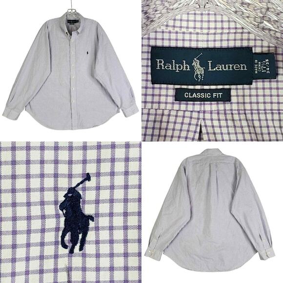 Polo Ralph Lauren Other - Polo Ralph Lauren Shirt Oxford Button Down LS Mens Size 17.5 XL Plaid Purple